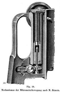 Carl Zeiss Jena: Feintrieb nach Berger. Abb. aus: Carl Zeiss Jena, Optische Werkst&auml;tte: Mikroskope und mikroskopische Hilfsapparate; 32. Ausgabe; Jena 1902